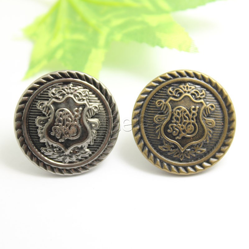 Brass Shank Button, Round, plated, carved & different size for choice, more colors for choice, Sold By PC