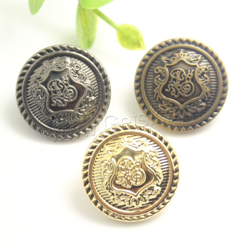 Brass Shank Button, Round, plated, carved & different size for choice, more colors for choice, Sold By PC