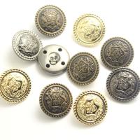 Brass Shank Button, Round, plated, carved 
