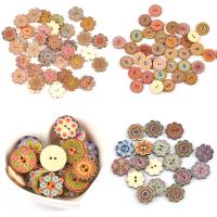 2 Hole Wood Button, printing, random style & DIY, mixed colors, 20mm 