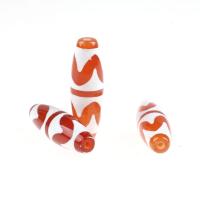 Natürliche Tibetan Achat Dzi Perlen, Zylinder, dunkle Orange, 12x12x38mm, 1PC/Tasche, verkauft von Tasche[