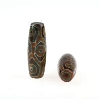Natural Tibetan Agate Dzi Beads, Column, brown, 14*42~14*46 