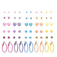 Zinc Alloy Earring Set, plated, for children & with rhinestone, mixed colors 