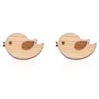 Wood Earring, Bird, for woman, 11mm 
