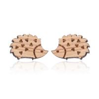 Wood Earring, Hedgehog, for woman 