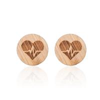 Wood Earring, Heart, for woman, 12mm 