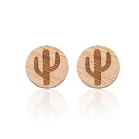 Wood Earring, Opuntia Stricta, for woman, 12mm 