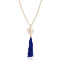 Zinc Alloy Sweater Chain Necklace, Plastic Pearl, for woman & with rhinestone Approx 27.6 Inch 