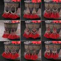 Fashion Tassel Earring, Zinc Alloy, with Cotton Thread, plated, fashion jewelry & for woman nickel, lead & cadmium free 