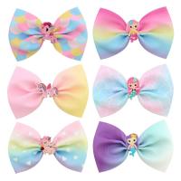 Hair Clip, Polyester Ribbon, with Acrylic, gradient color & for children & with heart pattern 