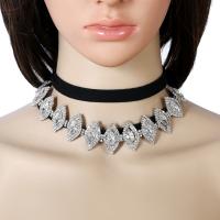 Fashion Choker Necklace, Zinc Alloy, plated, for woman & with rhinestone Approx 49.2 Inch 