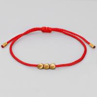 Nylon Cord Bracelets, gold color plated, adjustable & for woman Approx 6.3 Inch 