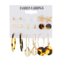 Zinc Alloy Earring Set, with Acrylic, gold color plated, nine pieces & for woman 
