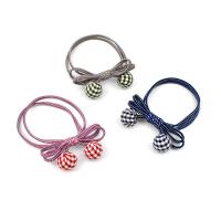Ponytail Holder, Cloth, with Rubber Band, Bowknot, printing, elastic & gingham, Random Color, 50mm 