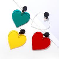 Acrylic Drop Earring, Heart, gold color plated, for woman 