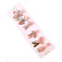 Alligator Hair Clip, Cloth, with Plastic Pearl, 6 pieces & for woman 50mm 