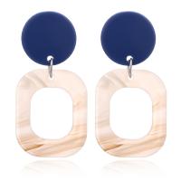 Acryl Tropfen Ohrring, Geometrisches Muster, für Frau, keine, 43x21mm, verkauft von Paar