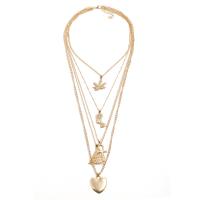 Fashion Multi Layer Necklace, Zinc Alloy, gold color plated, multilayer & twist oval chain & for woman Approx 13.8 Inch 