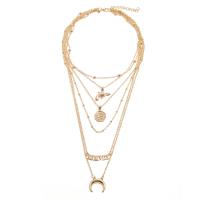 Fashion Multi Layer Necklace, Zinc Alloy, gold color plated, multilayer & oval chain & for woman Approx 13.8 Inch 