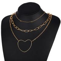 Fashion Multi Layer Necklace, Zinc Alloy, gold color plated, multilayer & oval chain & for woman Approx 14 Inch 