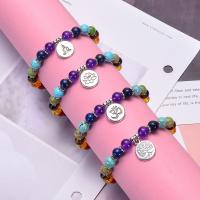 Gemstone Bracelets, plated, elastic & radiation protection & for woman 8mm Approx 6.6 Inch 