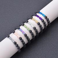 Gemstone Bracelets, Lava, with Hematite, Round, elastic & Unisex & radiation protection, 8mm Approx 6.6 Inch 