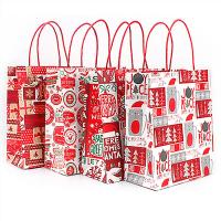Bolsa de regalo, Kraft, Rectángular, estampado, enviado al azar & patrón mixto & diverso tamaño para la opción, Rojo, Vendido por UD