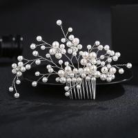 Braut Dekoratives Haarkämmchen, Kunststoff Perlen, für Braut & mit Strass, 130x90mm, verkauft von PC