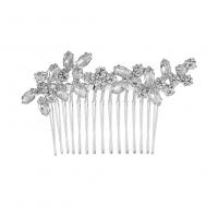 Bridal Decorative Hair Comb, Zinc Alloy, plated, for bridal & with rhinestone, silver color, nickel, lead & cadmium free 
