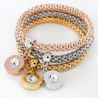 Zinc bracelets en strass en alliage , alliage métallique, Rond, unisexe, plus de couleurs à choisir, Vendu par fixé
