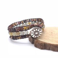 Gemstone Bracelets, Natural Stone, Geometrical Pattern, Unisex, multi-colored, 200mm 
