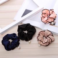 Hair Scrunchies, Cloth, with pearl, Geometrical Pattern, handmade, for woman 110mm 