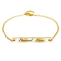 Stainless Steel Chain Bracelets, gold color plated, adjustable & oval chain & with letter pattern & for woman Approx 8 Inch 