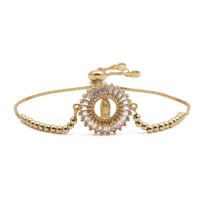 Cubic Zirconia Micro Pave Brass Bracelet, gold color plated, Unisex & adjustable & micro pave cubic zirconia Approx 6.3 Inch 