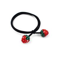 Ponytail Holder, Rubber Band, Strawberry, elastic & for woman & with rhinestone, red, 50mm 