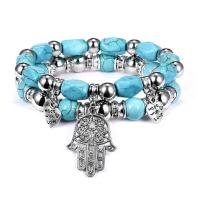 Zinc Alloy Turquoise Bracelets, with turquoise, fashion jewelry, green 
