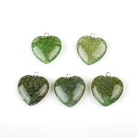 Mixed Agate Pendants, Heart, green, 20*20mm 