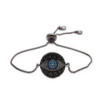 Cubic Zirconia Micro Pave Brass Bracelet, Evil Eye, plated, Unisex & adjustable & micro pave cubic zirconia Approx 6.3 Inch 