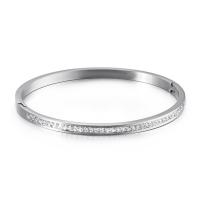 Stainless Steel Bangle, plated, micro pave cubic zirconia & for woman 4mm, Inner Approx 62mm 