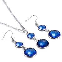 Fashion Stainless Steel Jewelry Sets, earring & necklace, with Crystal, silver color plated, for woman 