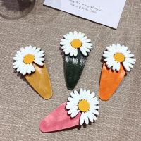 Hair Snap Clips, PU Leather, with PVC Plastic, Flower, for woman 80mm 