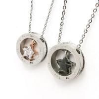 Couple Jewelry Necklace, Titanium Steel, pentagram, plated, Unisex & hollow 23mm Approx 23.6 Inch 