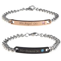 Couple Bracelet, Stainless Steel, plated & fashion jewelry & Unisex & with rhinestone 