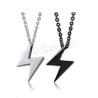 Men Necklace, Stainless Steel, Lightning Symbol, plated, fashion jewelry & for man 