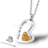 Cremation Jewelry Ashes Urn Necklace, Stainless Steel, Heart, fashion jewelry & Unisex & with cubic zirconia 