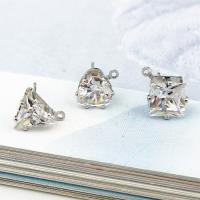 Zinc Alloy Ear Stud Component, with Rhinestone, silver color plated, DIY 