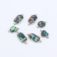 Resin Zinc Alloy Connector, with zinc alloy setting, silver color plated, imitation shell & DIY & epoxy gel, mixed colors 