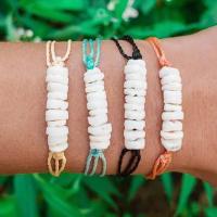 Natural Shell Connector Woven Ball Bracelet, Cotton Thread, with Shell, 4 pieces & adjustable & for woman, mixed colors, 40mm Approx 7.08 Inch 