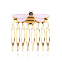 Decorative Hair Combs, Zinc Alloy, Bee, gold color plated, for woman & enamel 