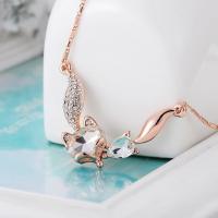 Crystal Zinc Alloy Necklace, with Crystal, Fox, plated, fashion jewelry & for woman nickel, lead & cadmium free, 40+5cm 